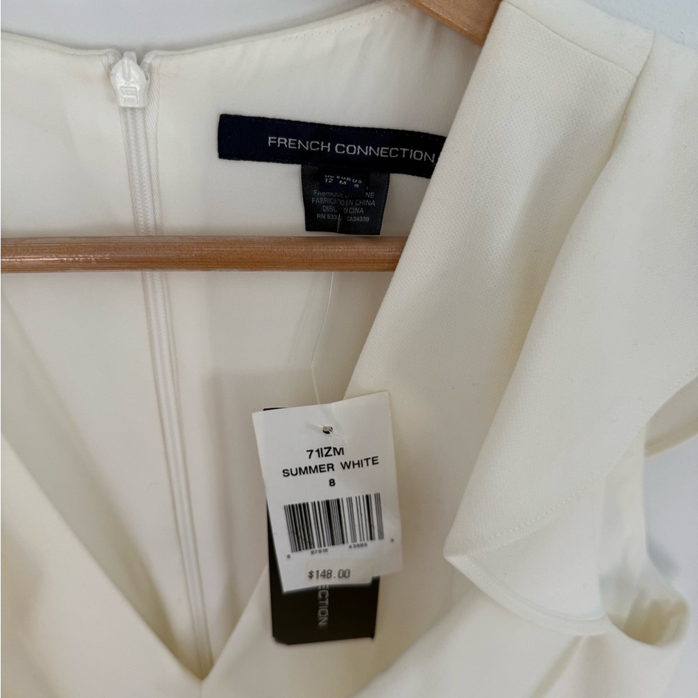 French Connection Cream Ruffle Mini Dress - Picture 2 of 5